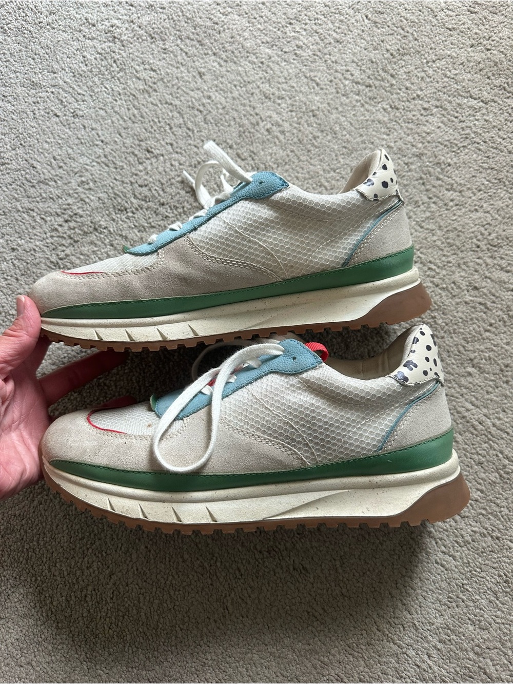 Madewell Cream Sneakers with Blue, Green & Red Accents - Picture 3 of 7